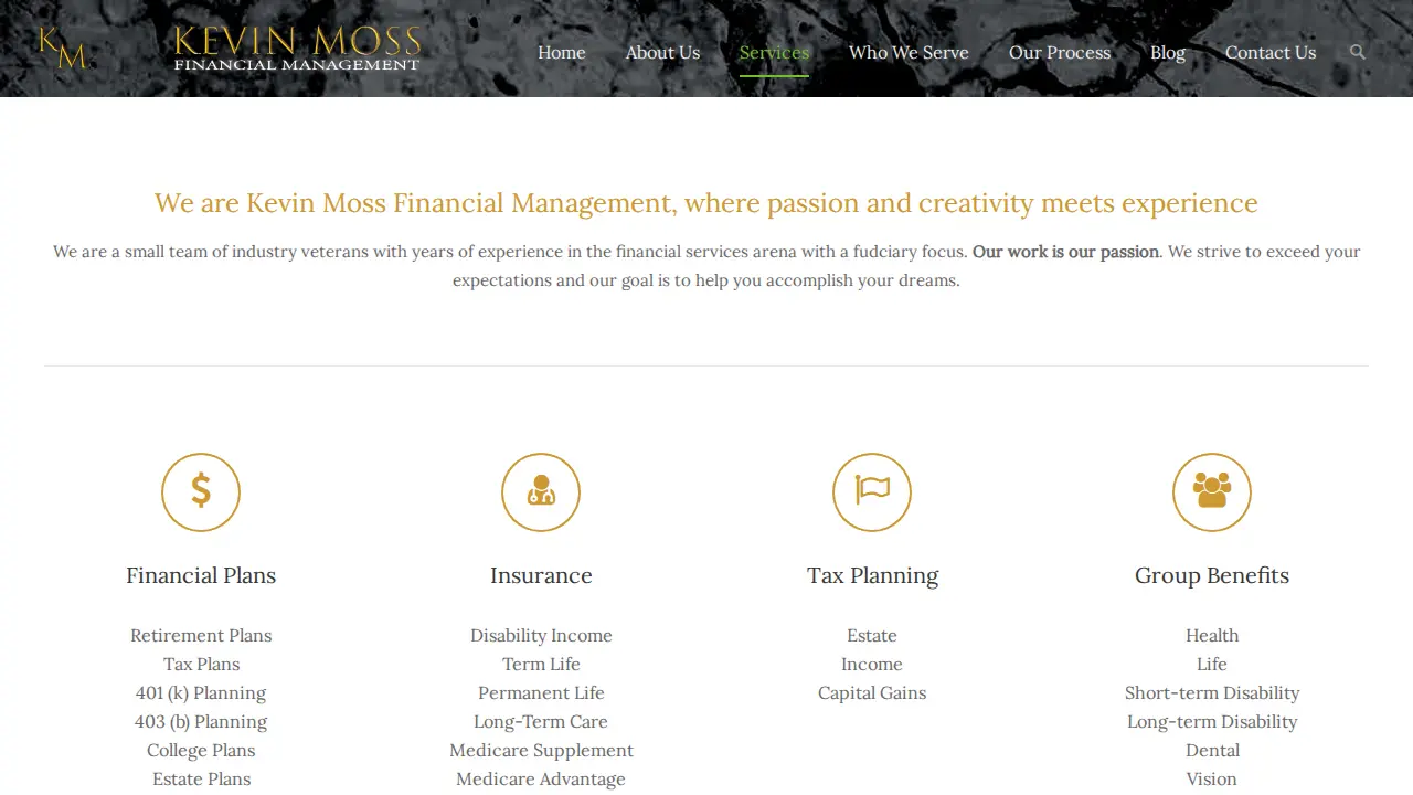Kevin Moss Financial Management page