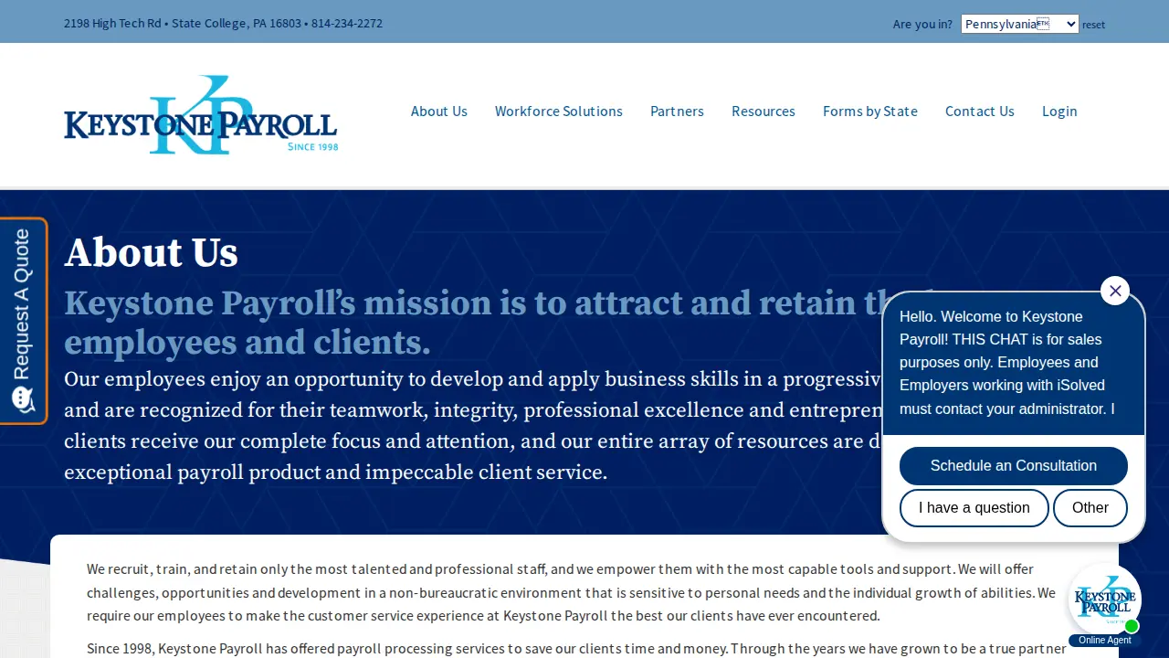 Keystone Payroll page