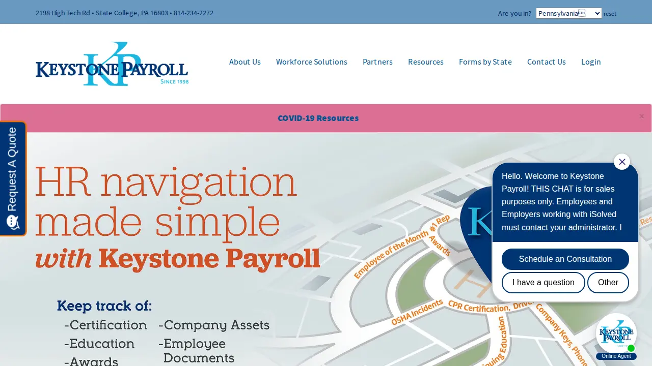 Keystone Payroll page