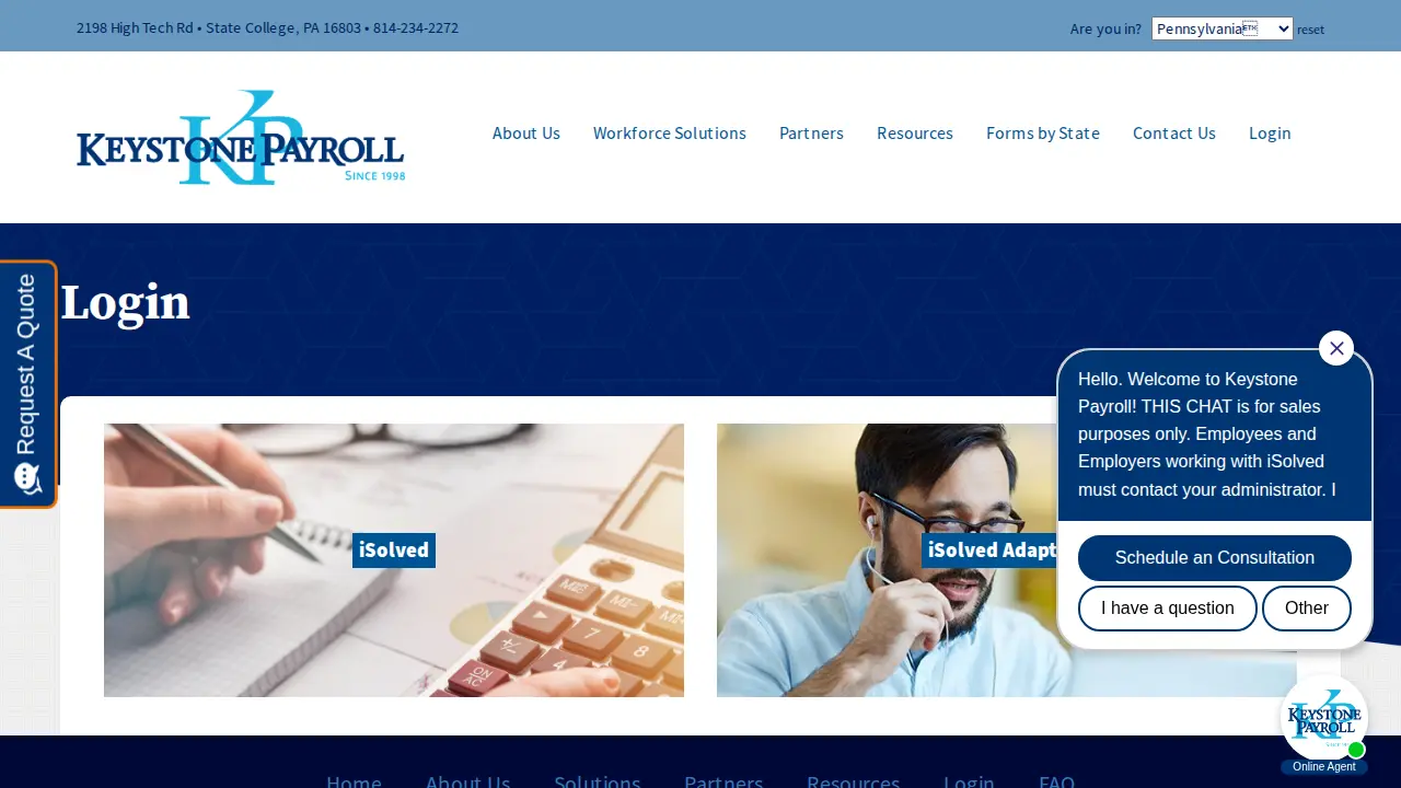 Keystone Payroll page