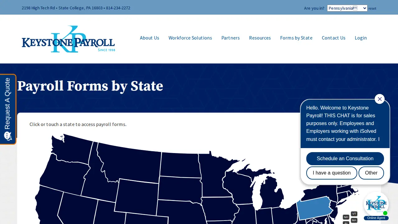 Keystone Payroll page