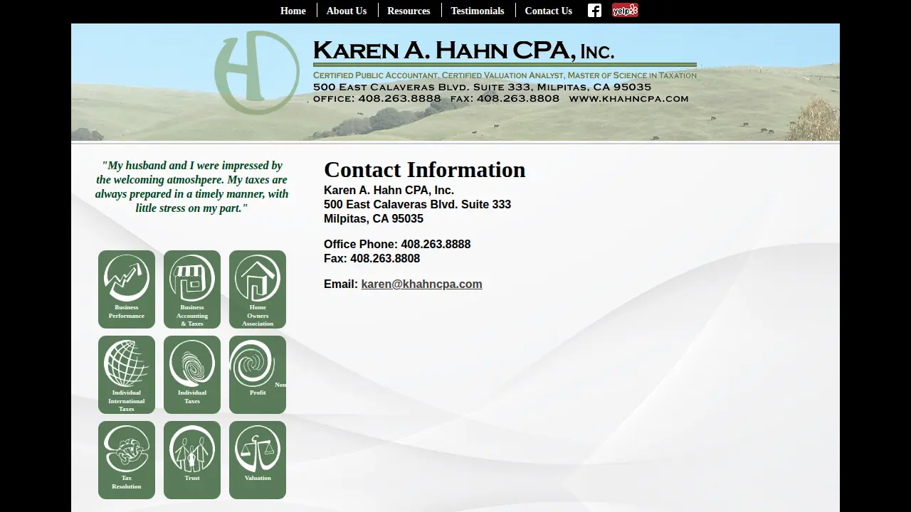 Hahn Karen a CPA CVA (Work) page