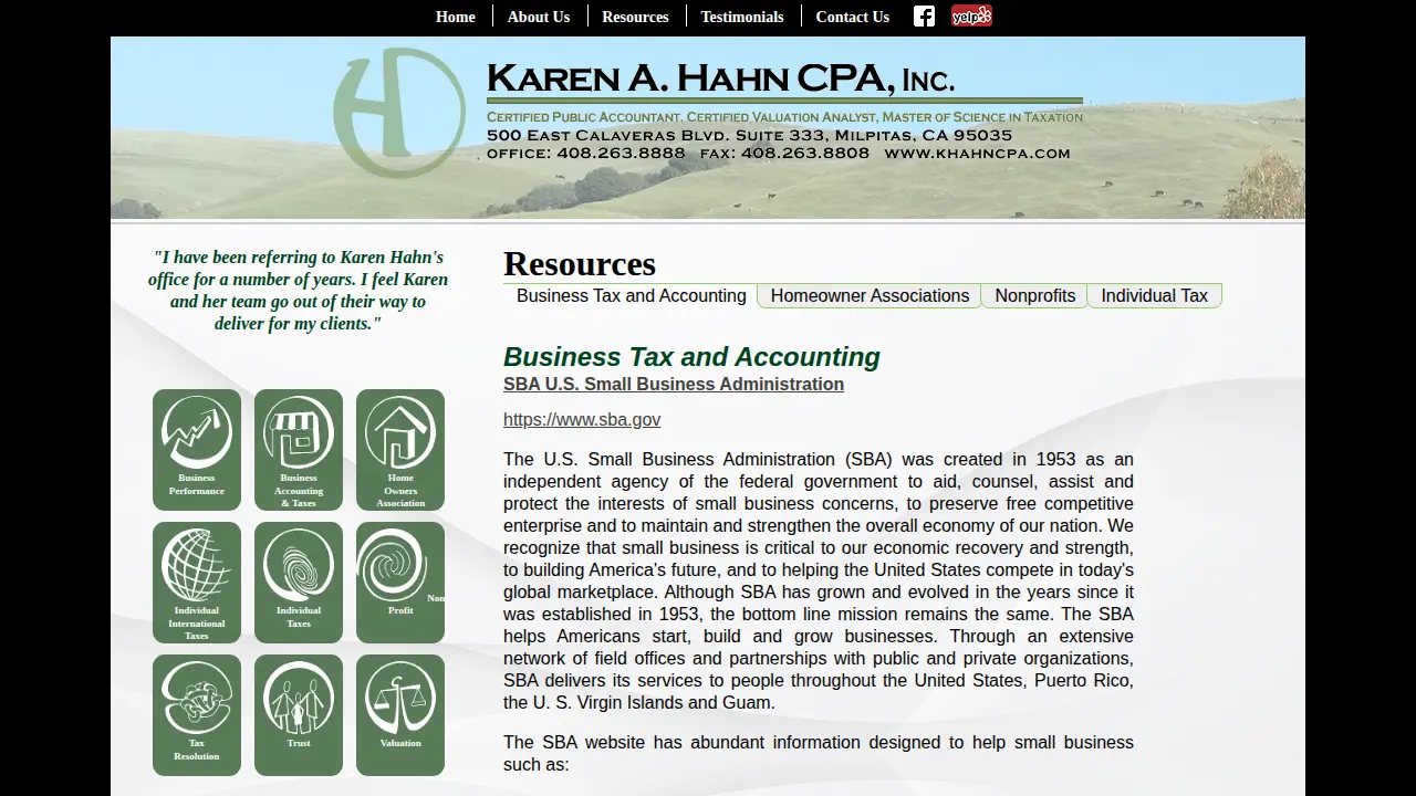Hahn Karen a CPA CVA (Work) page
