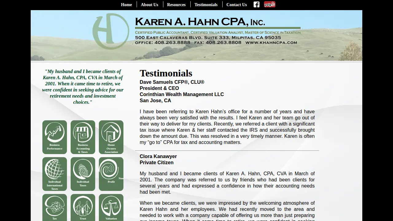 Hahn Karen a CPA CVA (Work) page