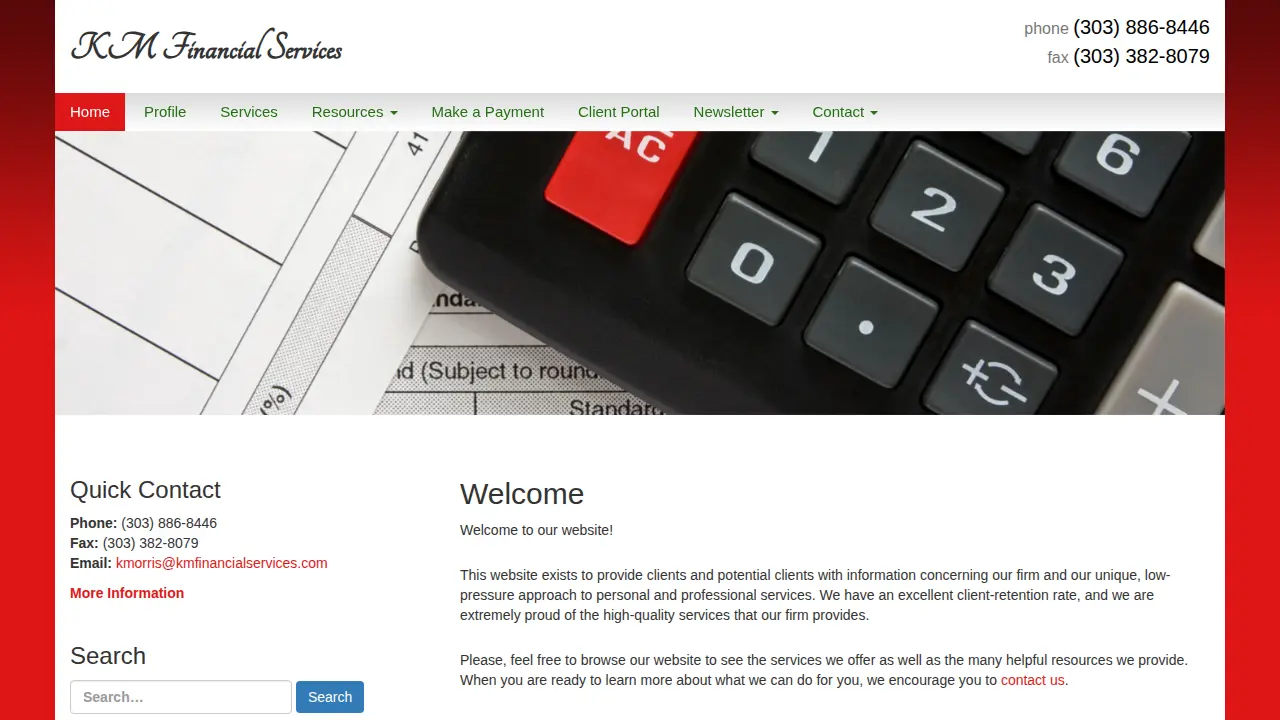 K M Financial Services website