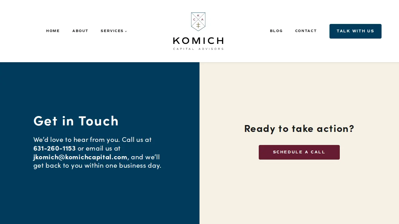 Komich Capital Advisors page