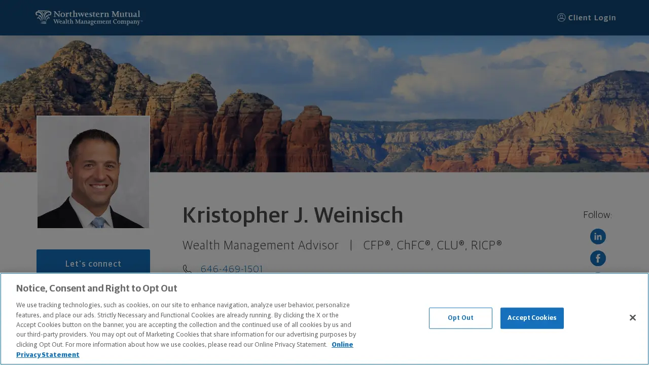 Kristopher J. Weinisch, CFP®, ChFC®, CLU®, RICP®, Wealth Management Advisor