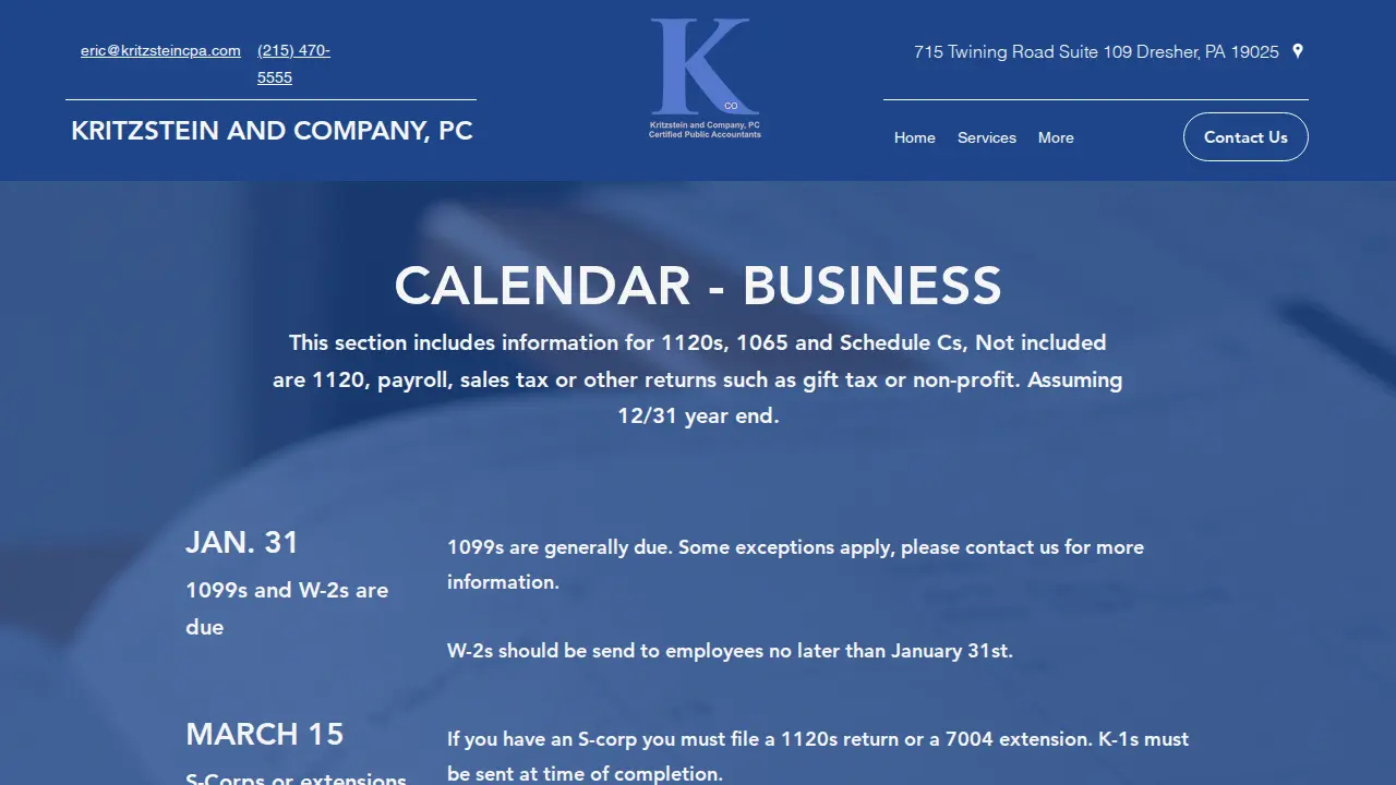 Kritzstein and Company, PC page