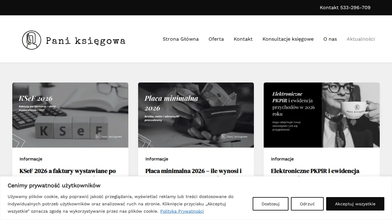 "Pani księgowa" Biuro Rachunkowe | Usługi Księgowe w Łodzi page
