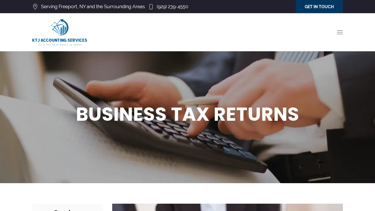 KTJ Accounting and Bookkeeping Services page