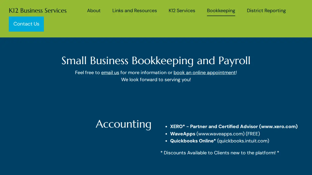 K12 Business Services page