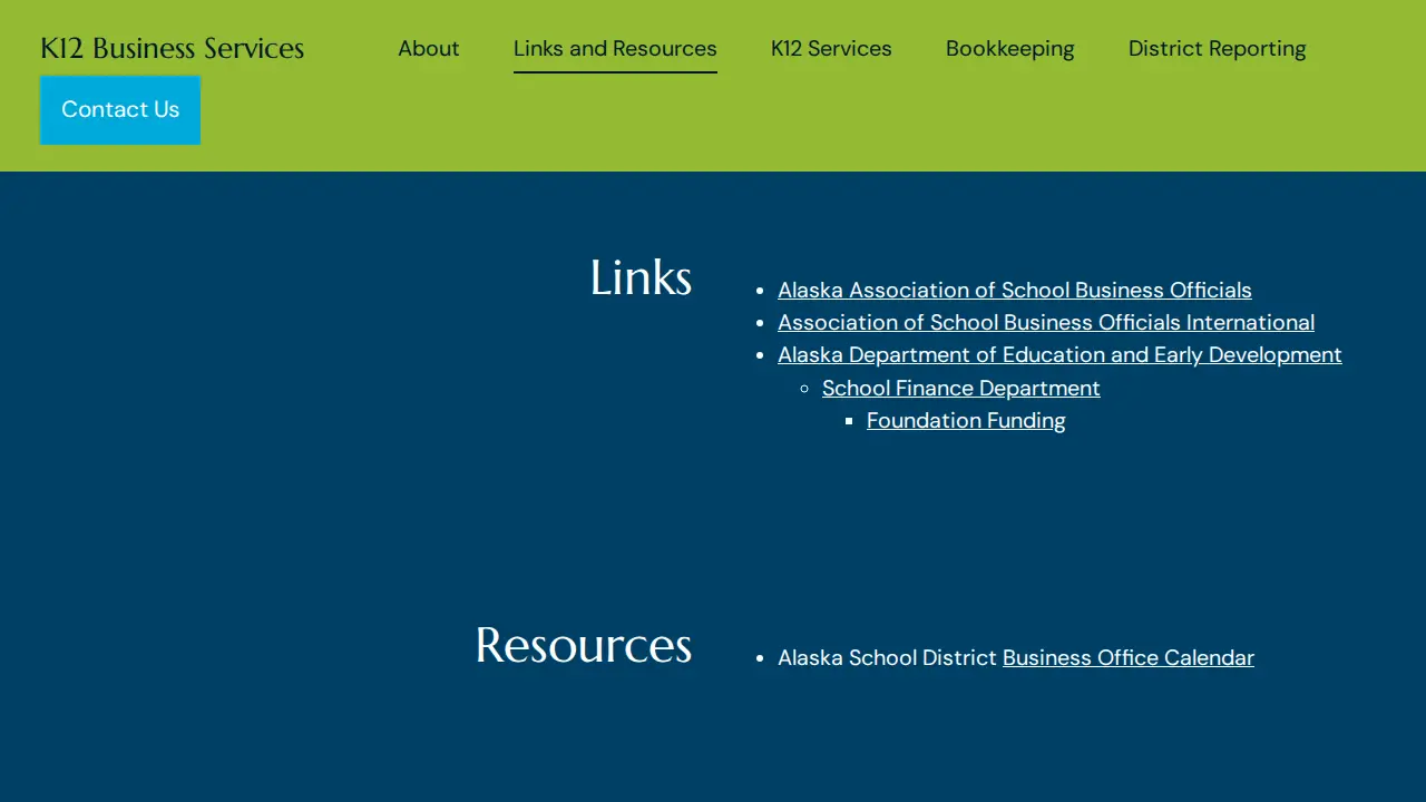 K12 Business Services page