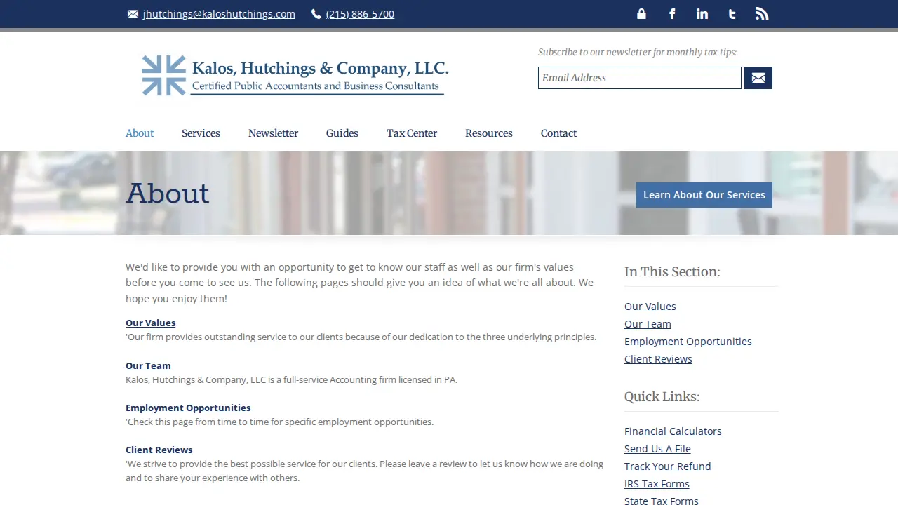 Kalos, Hutchings & Company, llc page