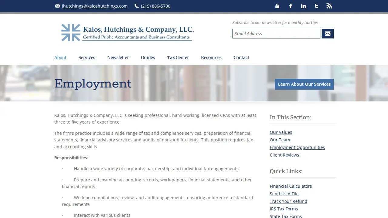 Kalos, Hutchings & Company, llc page