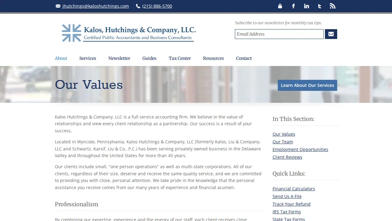 Kalos, Hutchings & Company, llc page