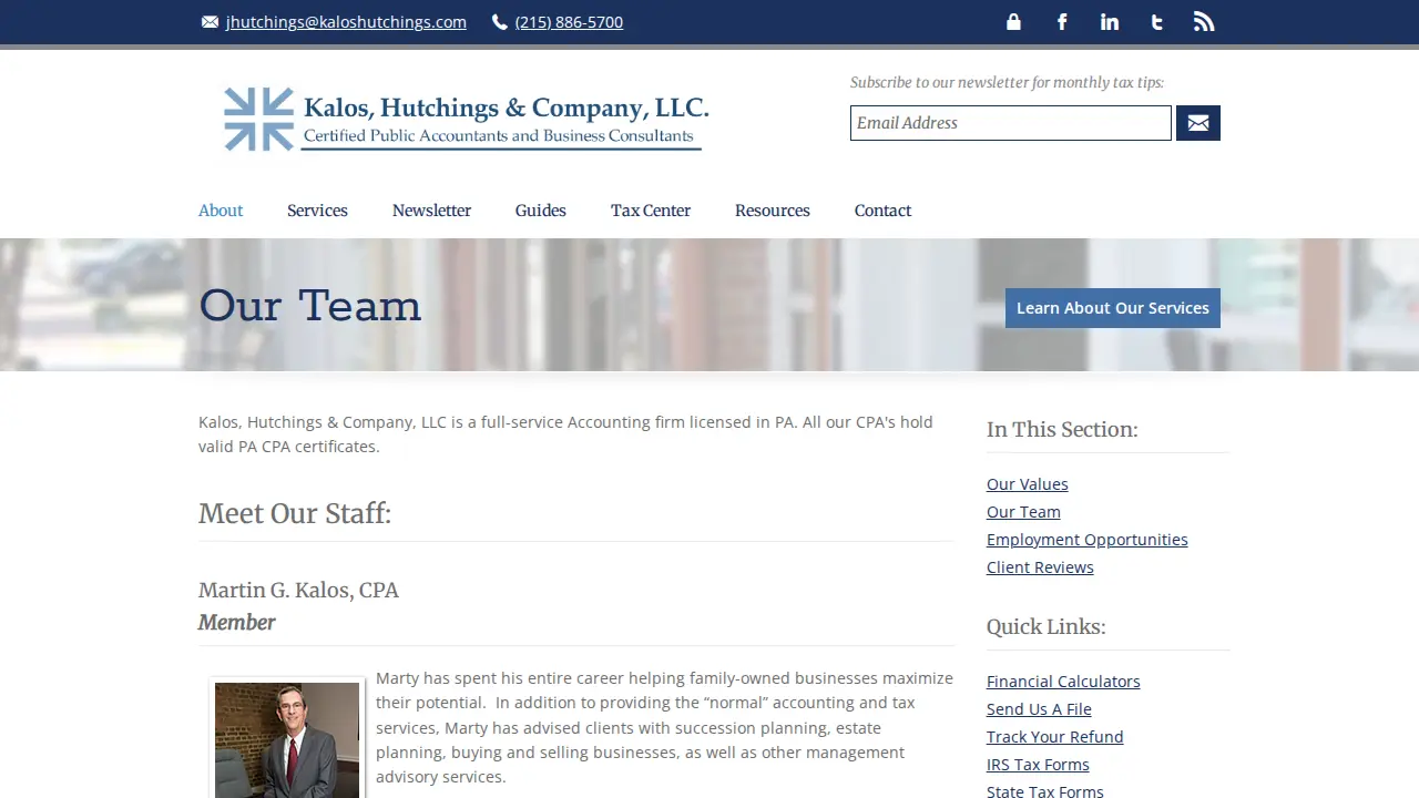 Kalos, Hutchings & Company, llc page