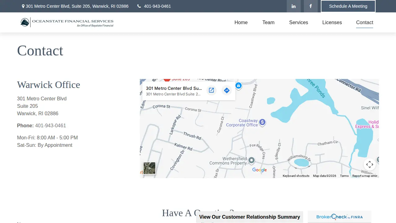 Oceanstate Financial Services page