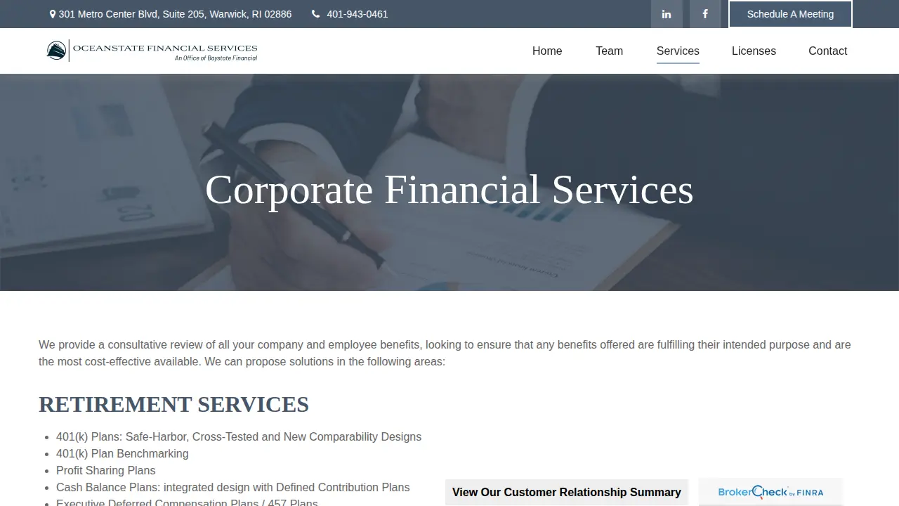 Oceanstate Financial Services page