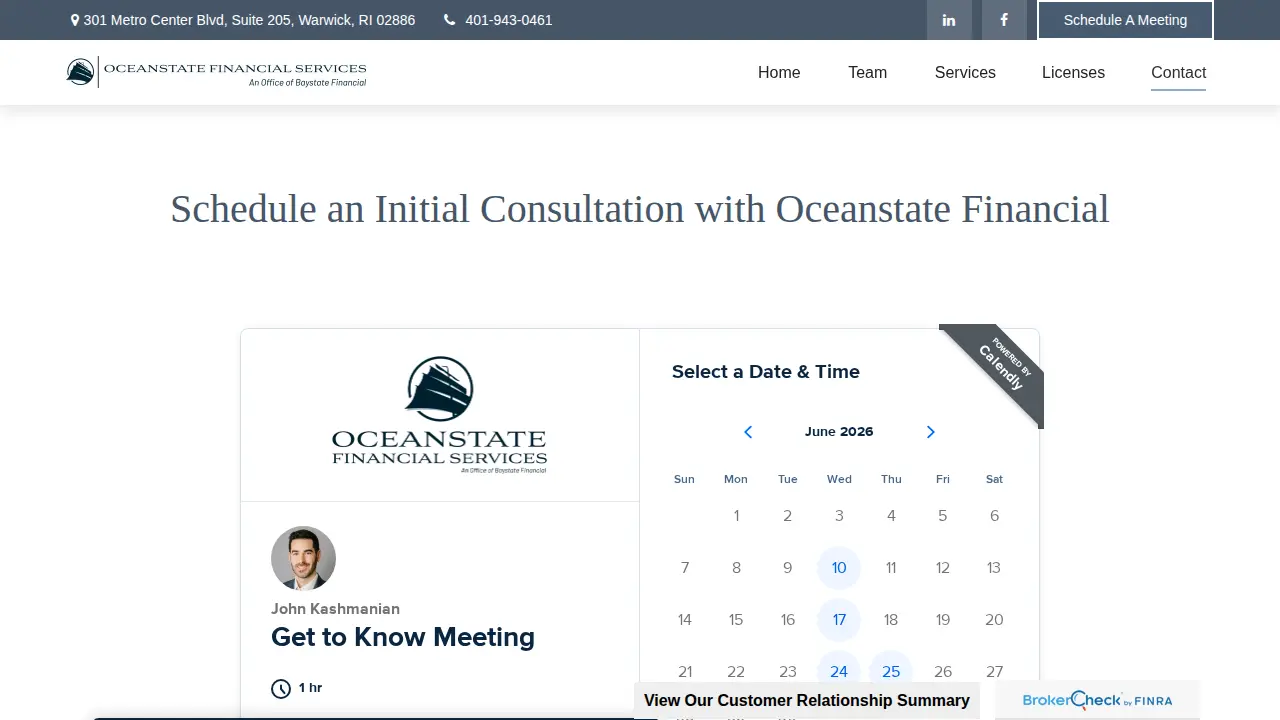 Oceanstate Financial Services page