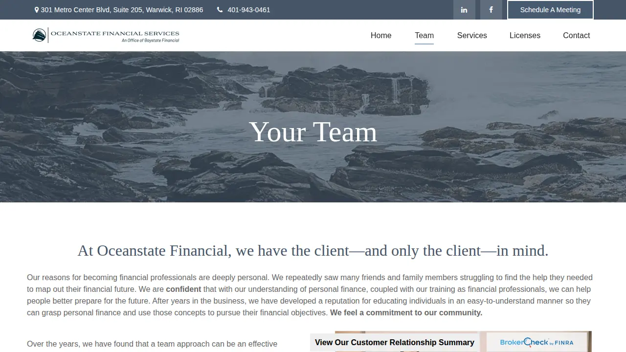 Oceanstate Financial Services page