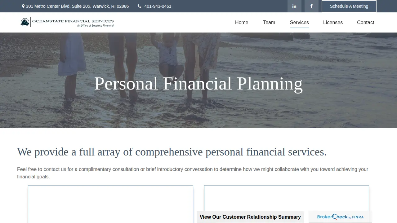 Oceanstate Financial Services page