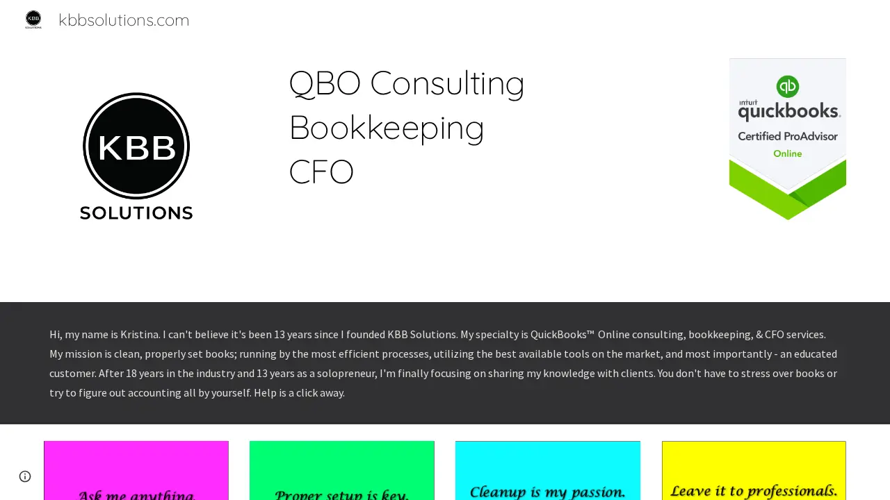 KBB Solutions page