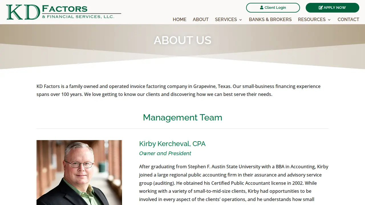 KD Factors & Financial Services, LLC page