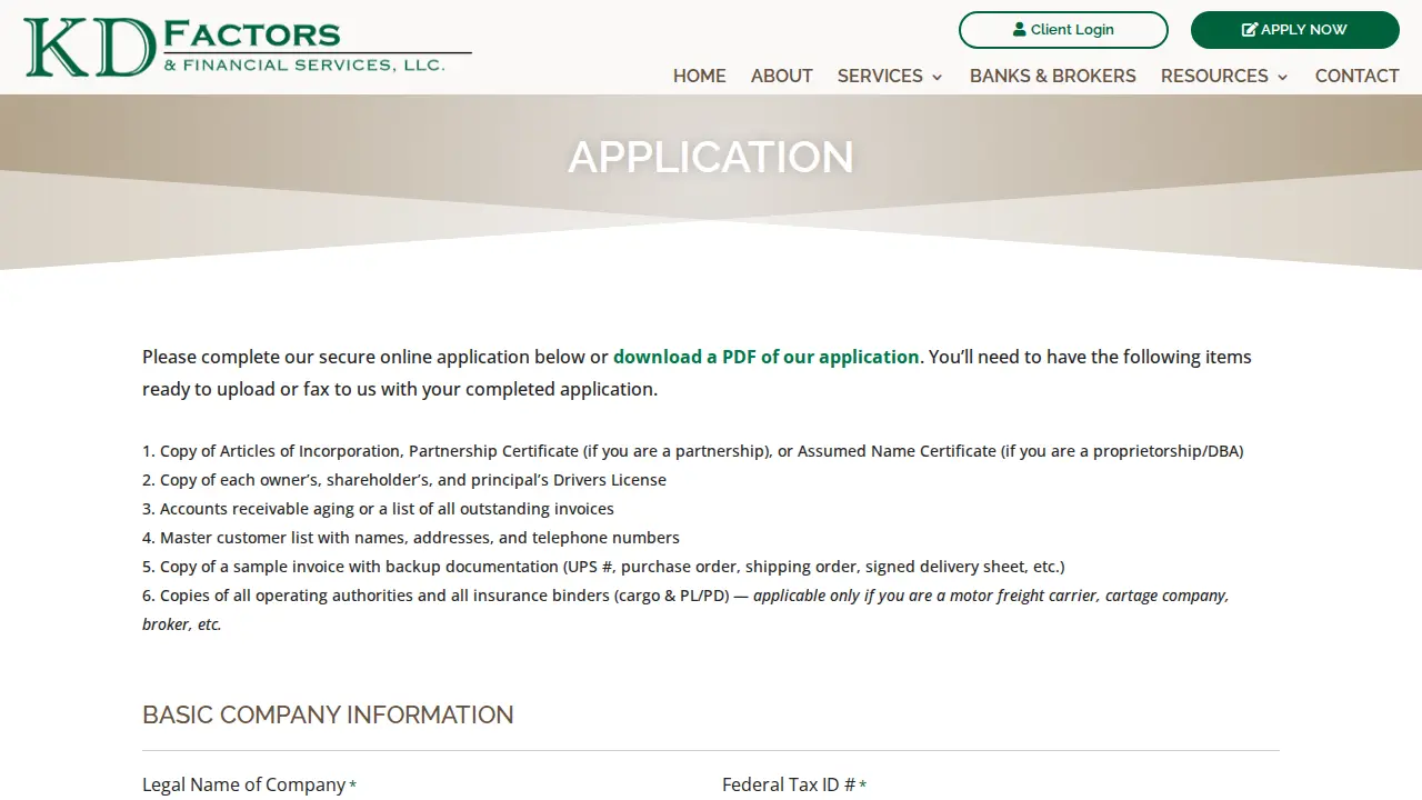 KD Factors & Financial Services, LLC page