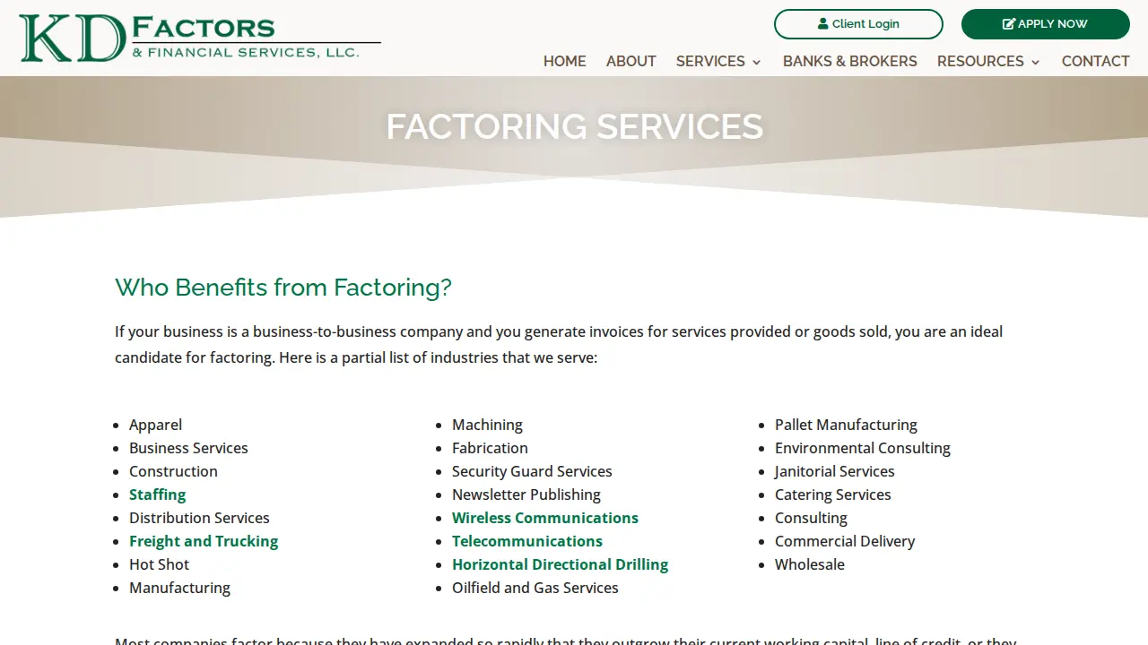 KD Factors & Financial Services, LLC page