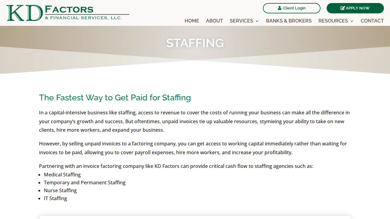 KD Factors & Financial Services, LLC page
