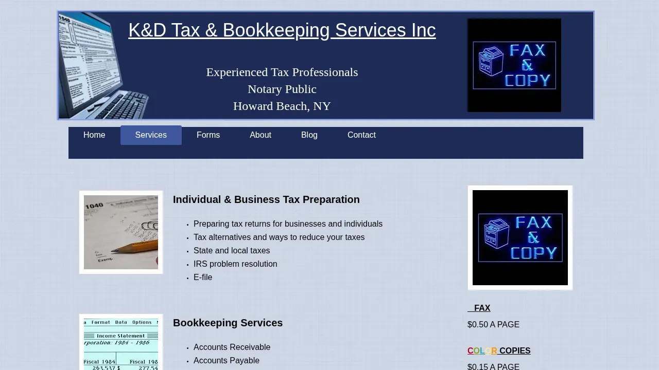 K & D Tax and Bookkeeping Services Inc. page