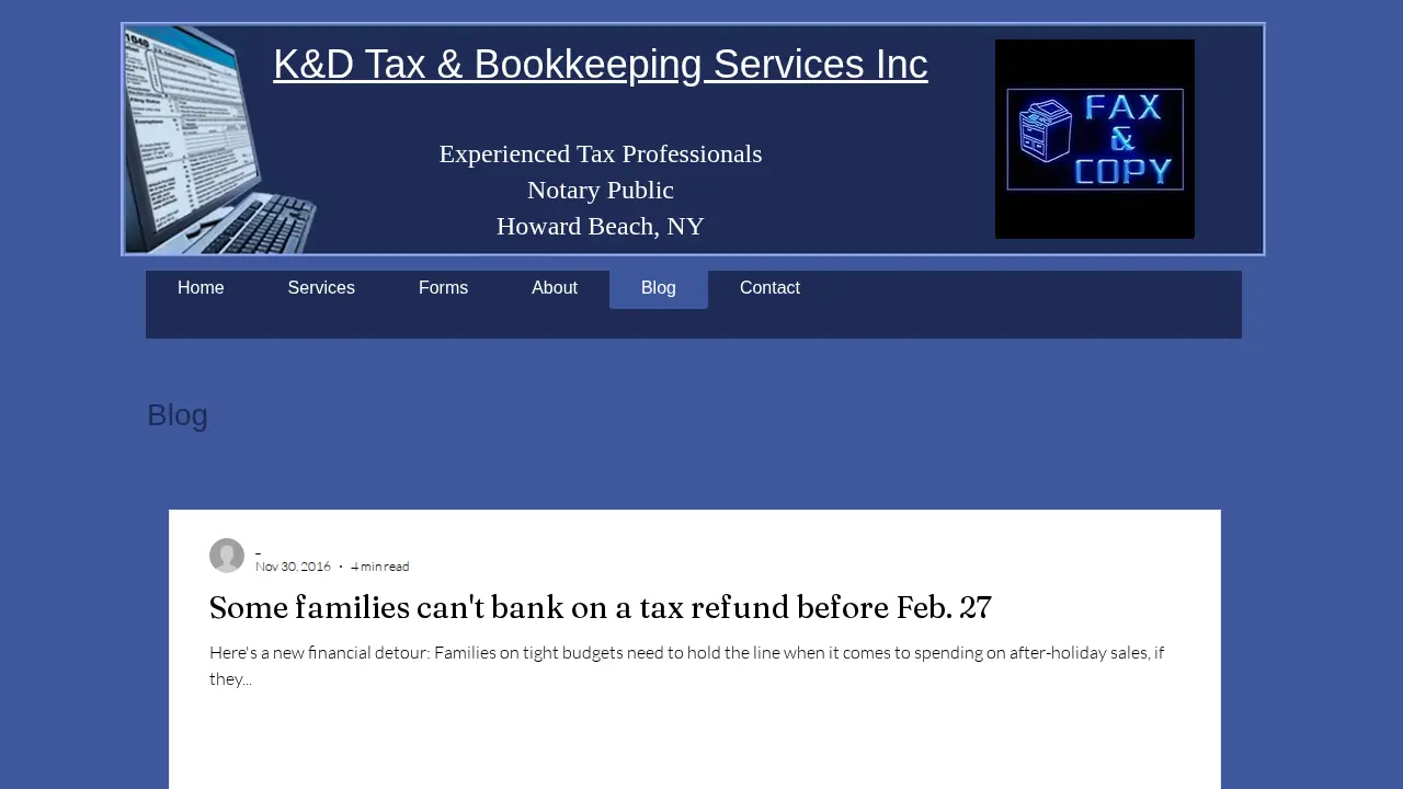 K & D Tax and Bookkeeping Services Inc. page