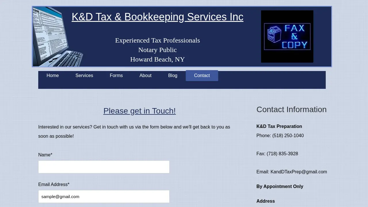 K & D Tax and Bookkeeping Services Inc. page