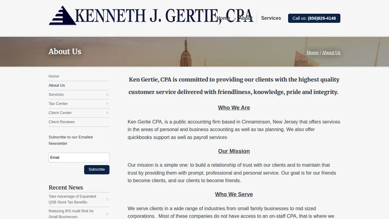Kenneth J Gertie, CPA page