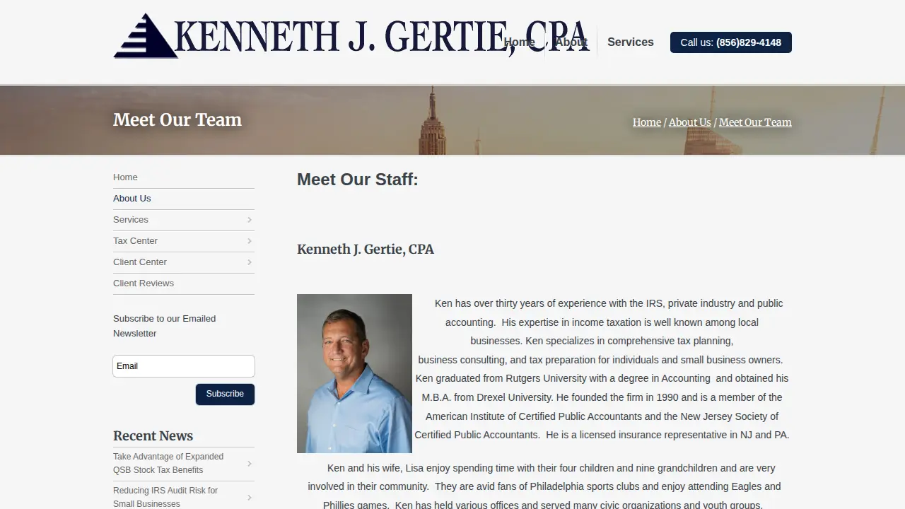 Kenneth J Gertie, CPA page