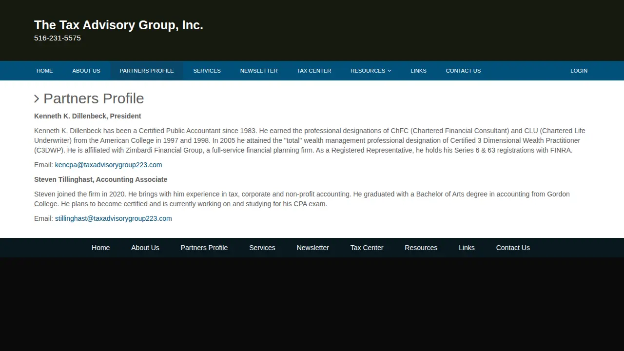 Tax Advisory Group page