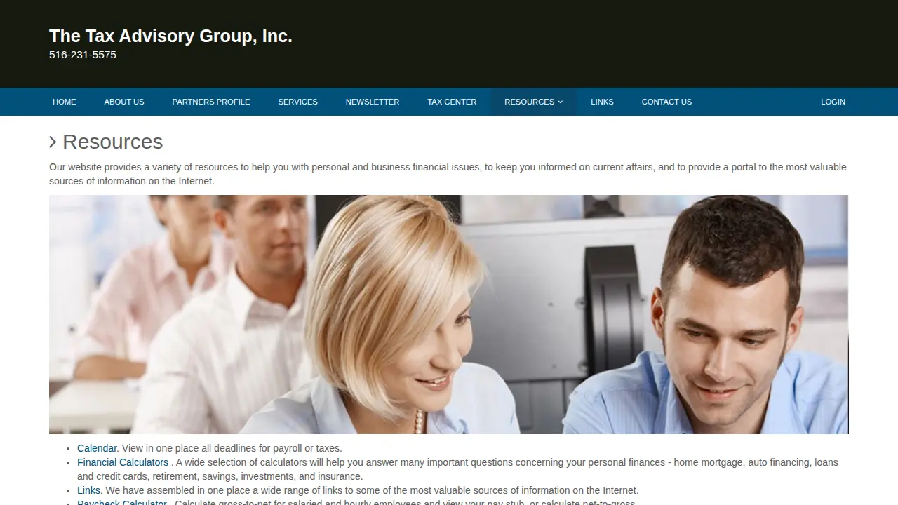 Tax Advisory Group page