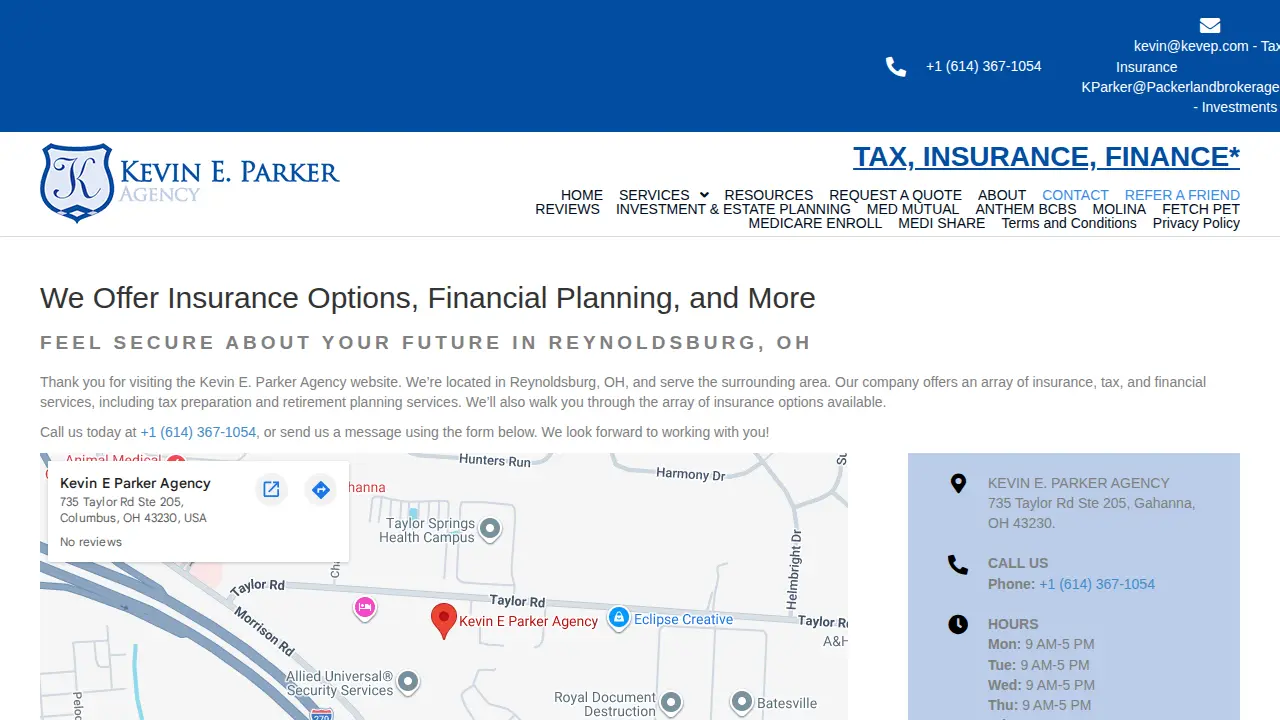 Kevin E Parker Agency page