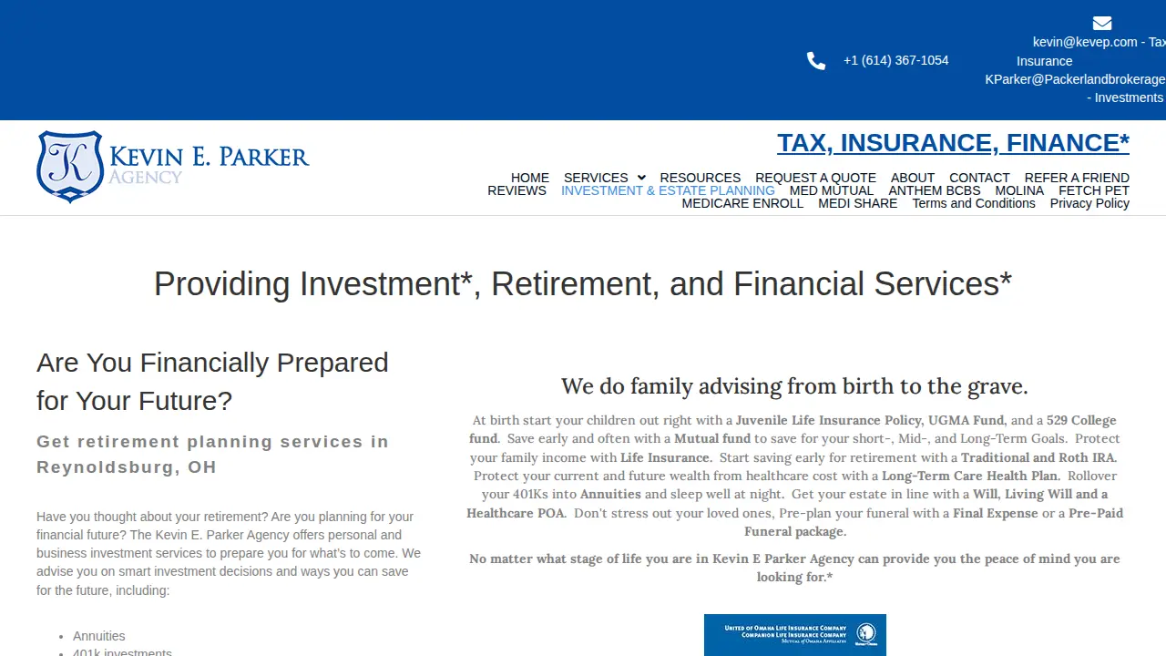 Kevin E Parker Agency page
