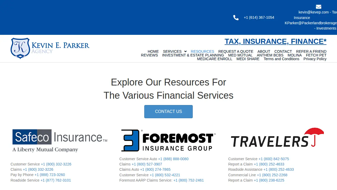 Kevin E Parker Agency page