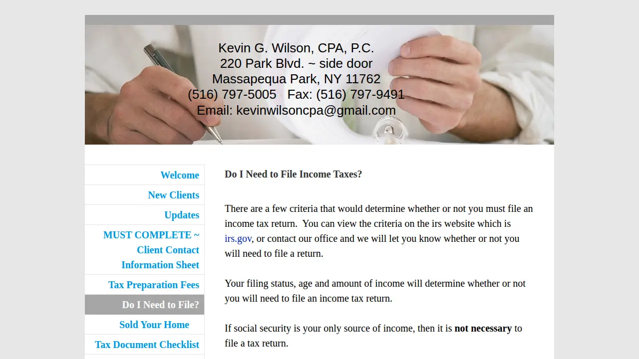 Kevin G. Wilson, CPA page