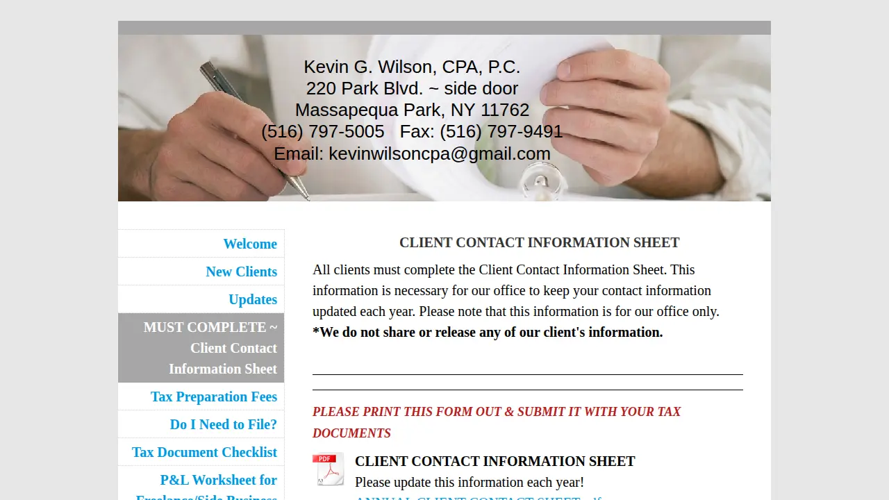 Kevin G. Wilson, CPA page