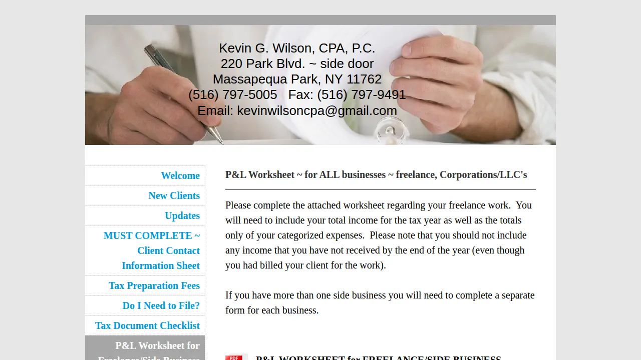 Kevin G. Wilson, CPA page