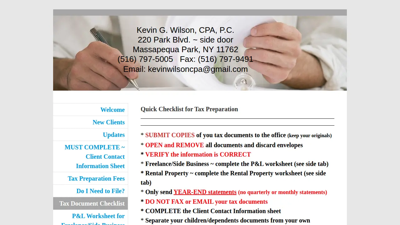 Kevin G. Wilson, CPA page