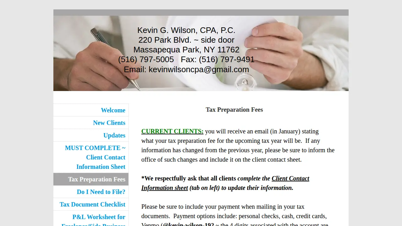 Kevin G. Wilson, CPA page