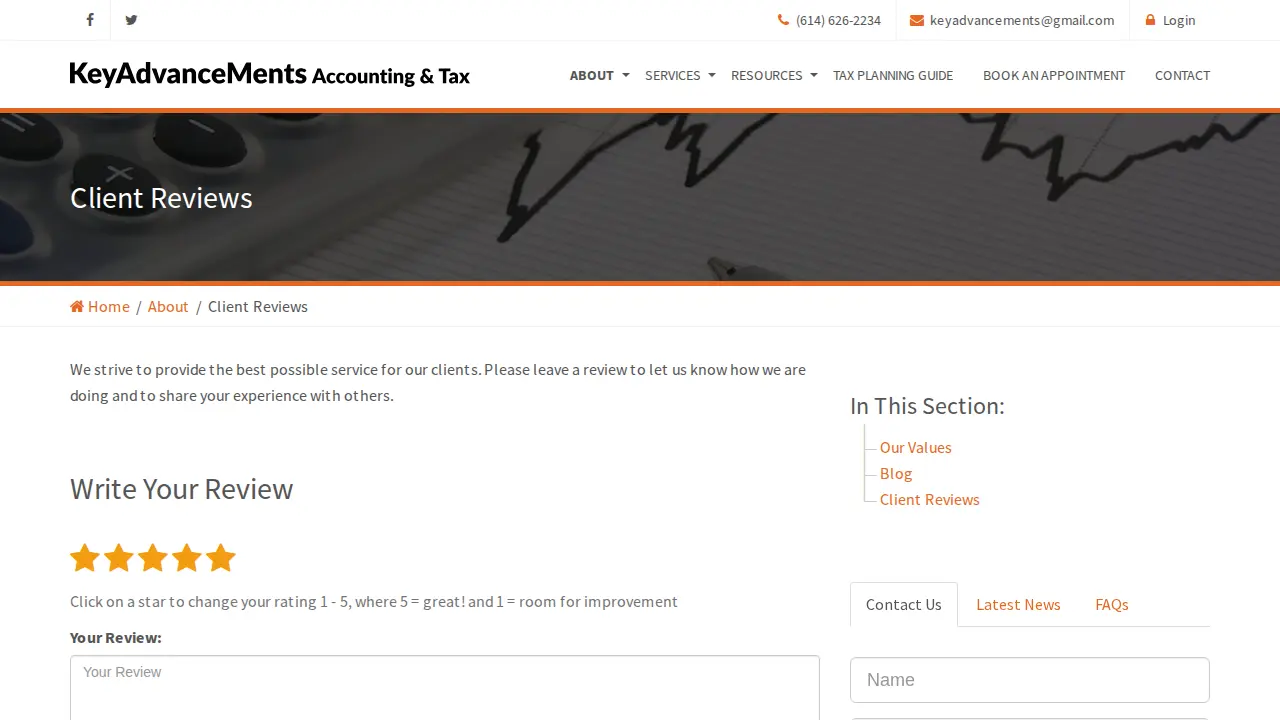 KeyAdvanceMents Accounting and Tax page
