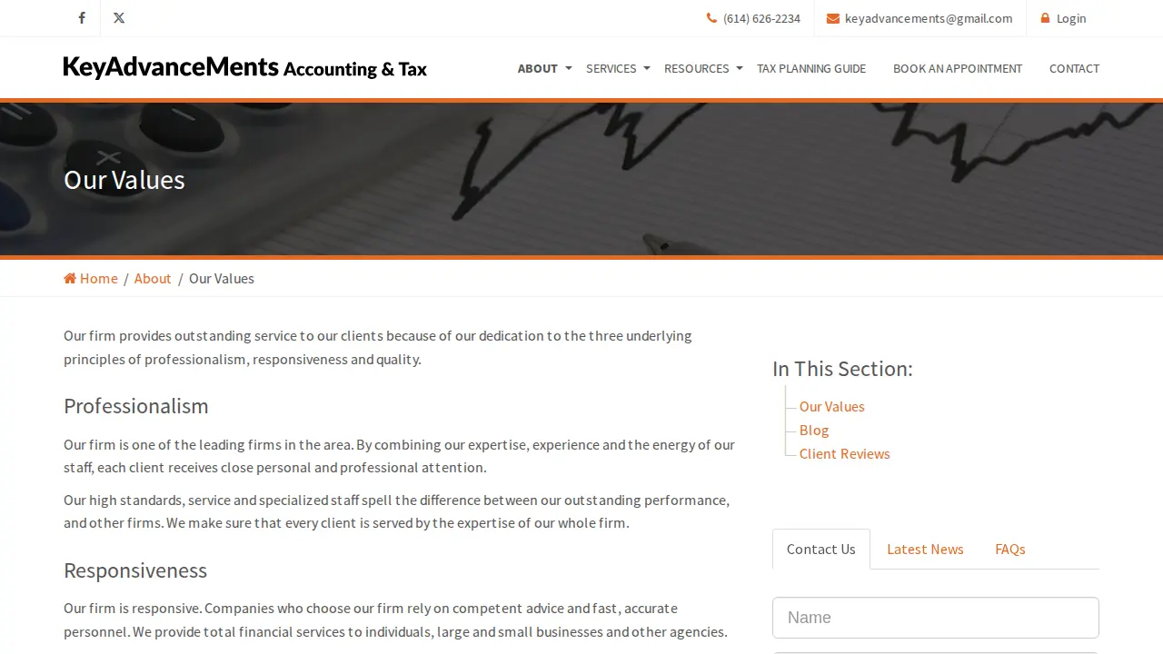 KeyAdvanceMents Accounting and Tax page