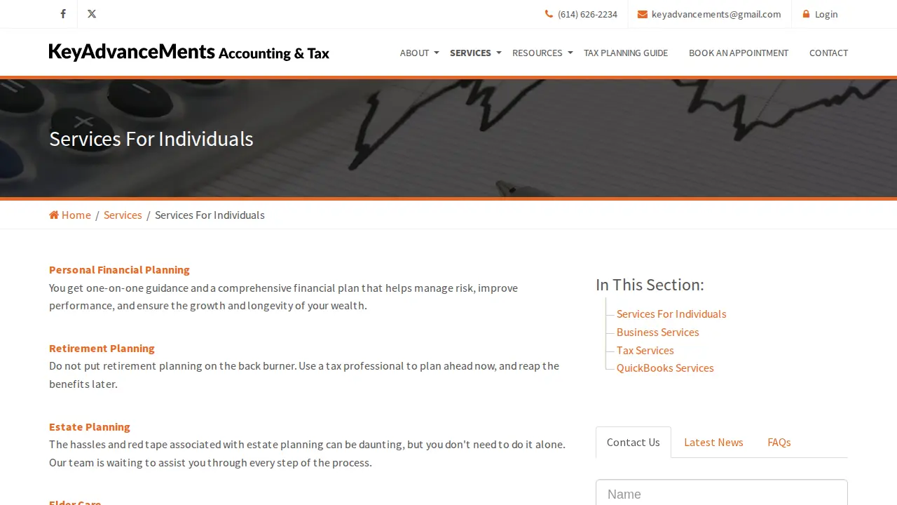 KeyAdvanceMents Accounting and Tax page
