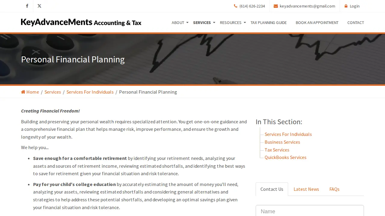 KeyAdvanceMents Accounting and Tax page