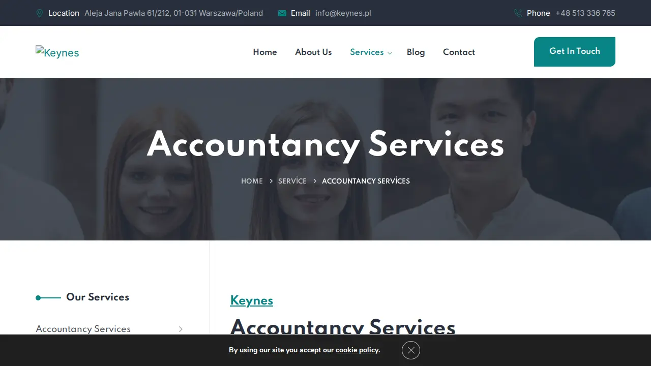KEYNES Tax and Accountancy Services page